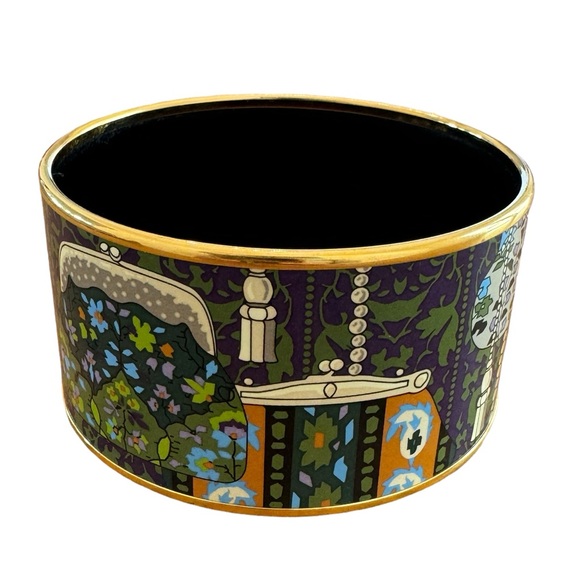 Hermes Bangle Bracelet - Coin Purse Printed Enamel w/ Gold Plating, Collectible - Picture 2 of 11